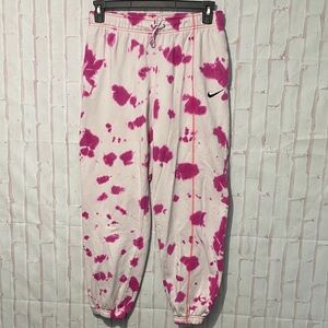 Nike Women’s Sportswear Fleece Tie-Dye Easy Pants Pink/White size M